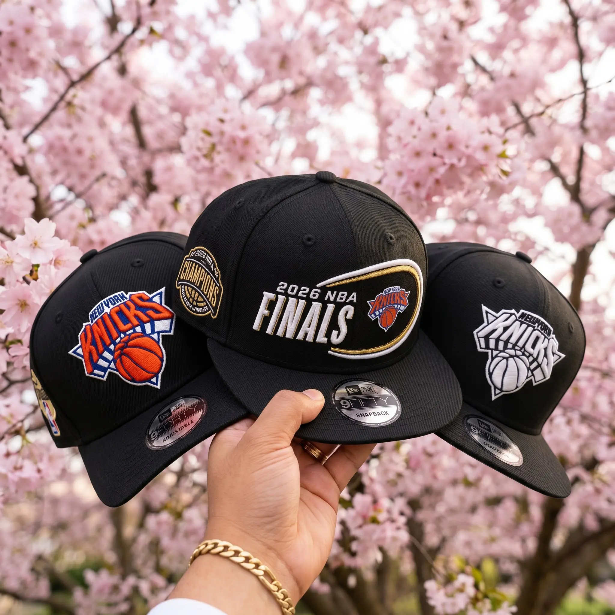 New Era NBA New York Knicks Finals Snapback Hat Collection | Black Flat & Curved Brim Basketball Caps | Unisex Gameday Headwear