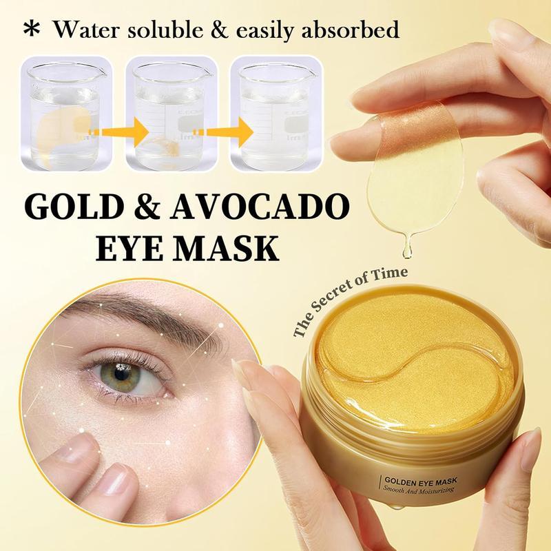 Avocado & Gold Eye Mask – Use Avocado Eye Mask During The Day And Gold Eye Mask At Night – Natural Moisturizing Eye Mask, Reduces Puffiness, Soothing Dry Skin, Eye Care Product For Daily Use