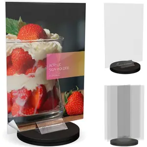 Rotating Base -  Sign Holder 8.5x11 - Sign Holder - Table Sign Holders - Plastic Sign Holder Standing - Clear Sign Holder - Plastic Menu Holder - Clear Menu holders
