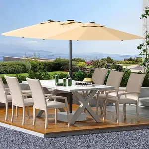 13FT Double-Sided Rectangular Patio Umbrella Without Base - Heavy Duty Waterproof Windproof Parasol - UV Resistant Canopy, Crank Handle - Perfect for Garden, Lawn, Backyard, Poolside