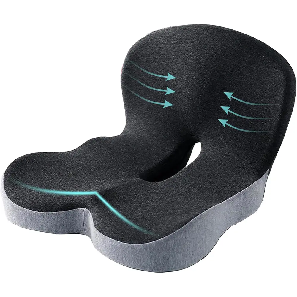 SJPACK Memory Foam Seat Cushion Lumbar Support Ergonomic Back Support for Office Car