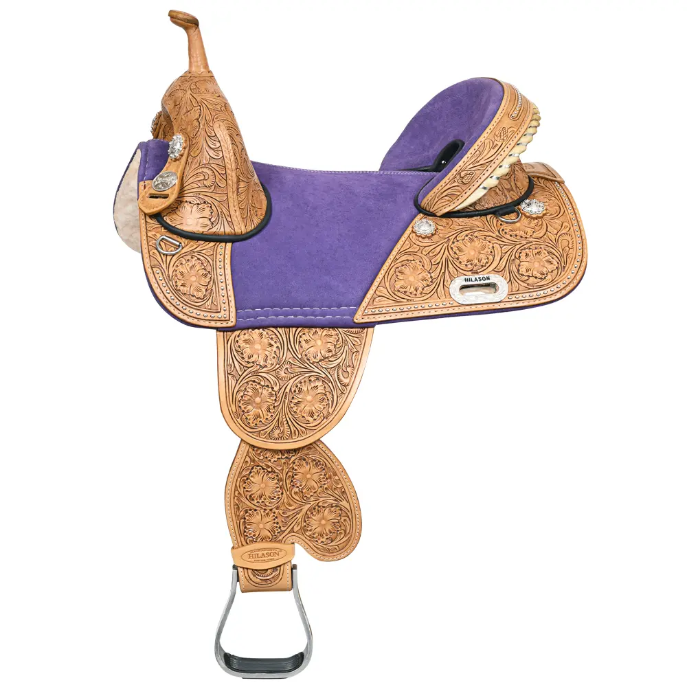 HILASON Western Horse Treeless Trail Barrel American Leather Saddle | for Horses