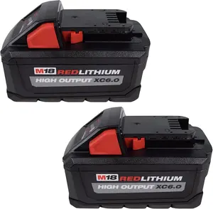 Milwaukee M18 48-11-1862 2-Pack 18V 6Ah Power Tool Battery Pack (48-11-1865 x 2)