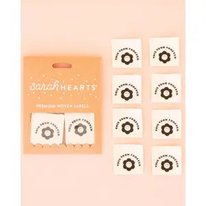 Flower "This Took Forever" Black and White Organic Cotton Sewing Labels - 3cm x 3cm