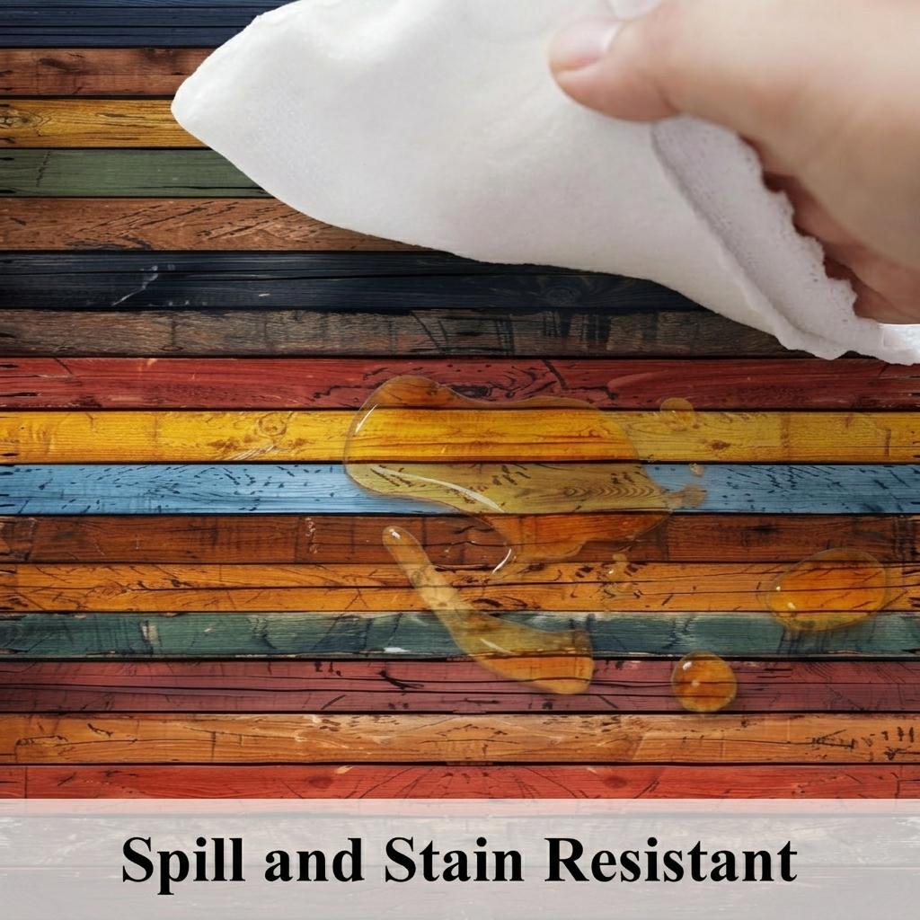 2x10 Colorful Rustic Wood Runner Rug – Washable Non-Slip Kitchen Rug, Soft Low Pile Carpet Perfect for Hallway, Laundry & Pet-Friendly Homes