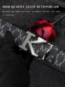 Men's Fashion Letter Pattern Belt, Casual Waistband for Jeans Trousers, Business Casual Versatile Belt for Daily Wear, Trendy All-match & Exquisite Belt for Gift, Belt Buckle Mexican, Western Buckle Belt, Stylish Belts