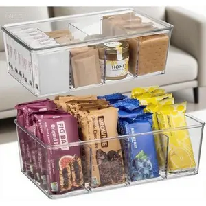 "Modular Kitchen Storage Containers with Dividers & Lids – Space-Saving Pantry Organizers for Fridge and Cabinet – Durable Plastic Bins for Food Organization – 2-Pack Set, Stackable Design" sugar  jar cap brown vanilla mini basket