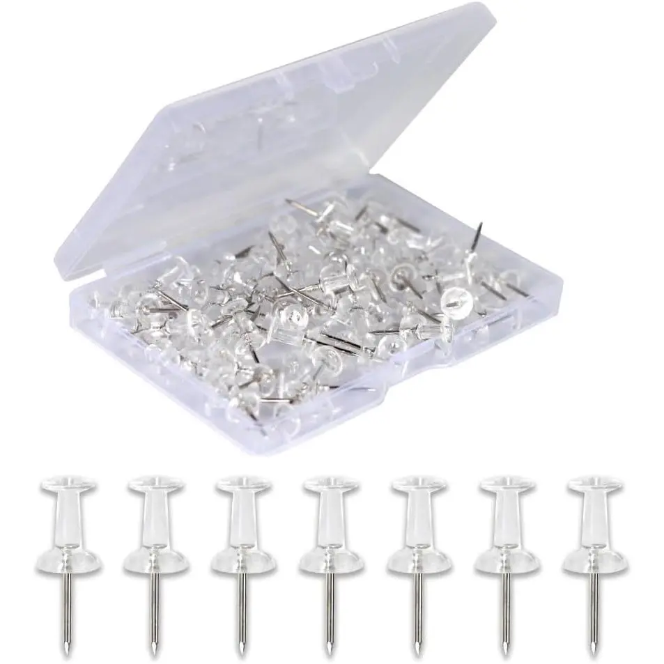 120-Pack Push Pins for Bulletin Board| Clear Plastic & Steel Tip Thumb Tacks| Durable Portable Wall Tacks for Cork Board, Office & Daily Use