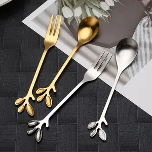 Stainless Steel Coffee Spoon Creative Branch Stirring Spoon Korean Cute Long Handle Spoon Dessert Milk Tea Spoon Coffee Spoon
