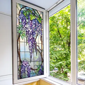 Grape Vine Pattern Glass Sticker, 1 Sheet Double Sided Visible Glass Decorative Sticker, Window Decal for Home Living Room Bedroom Study Room, Ornaments