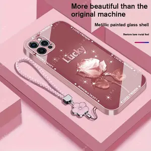 Suitable for [iPhone 12 Pro Max]Brand new premium phone case，free beautiful four-leaf clover lanyard，available in multiple colors， beautiful and high-class eleganceexquisite YM99