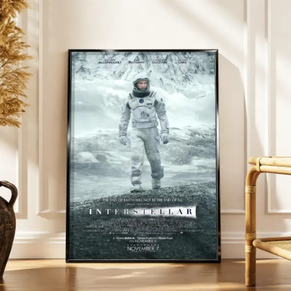 Christopher Nolan Interstellar Astronaut Canvas Print Poster, Sci-Fi Space Exploration Home Decor, Frozen Planet Wall Art for Living Room, Bedroom Gift for Movie Fans