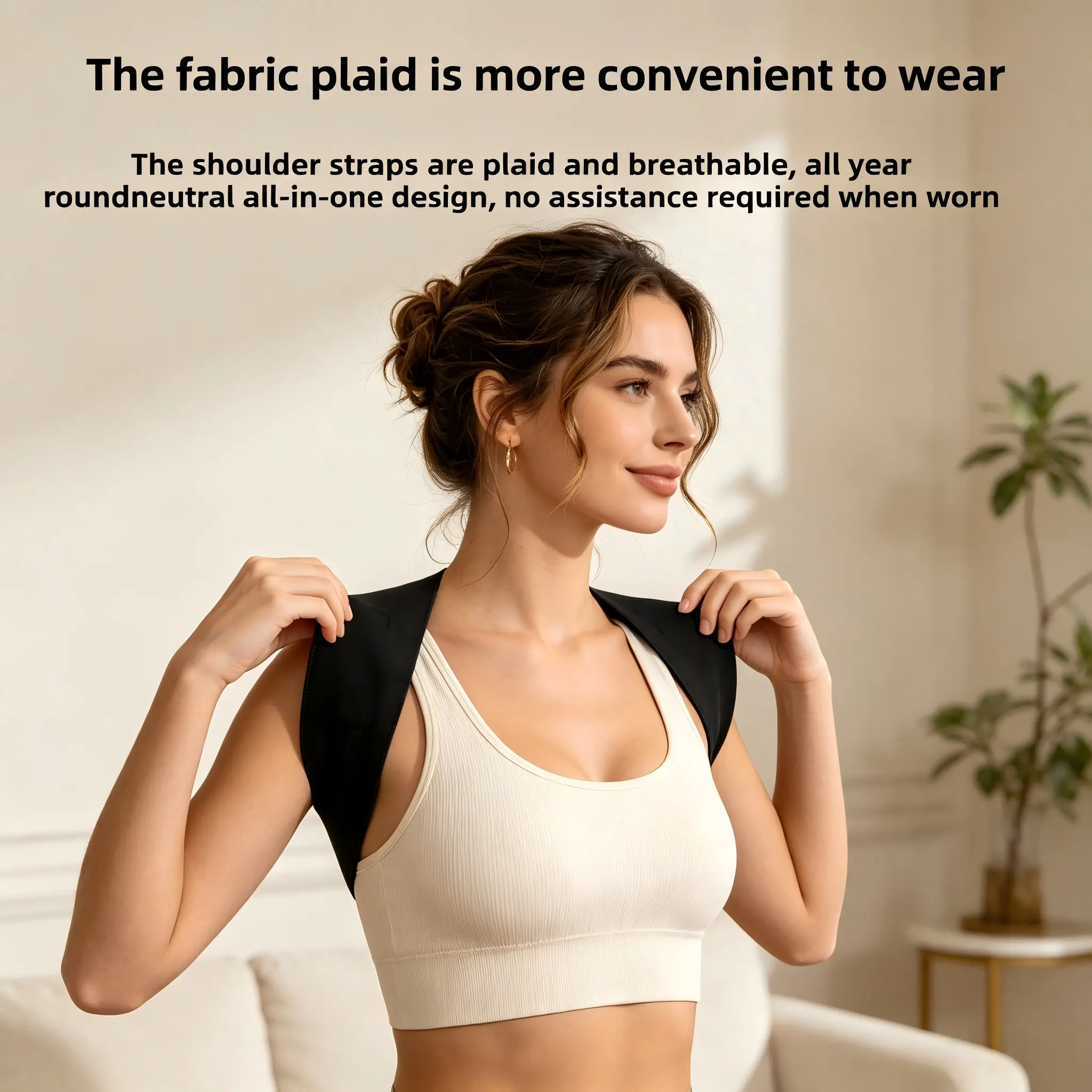 Posture Corrector for Men and Women, Soft Fabric Posture Trainer with Adjustable Straps, Black Back Support for Shoulder and Spine Alignment, Desk Posture Aid