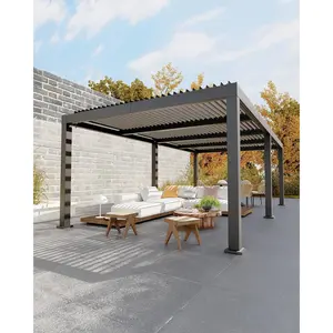 Garvee Louvered Pergola, Outdoor Pergola with Adjustable Louvered Roof, Reinforced Aluminum Frame, Integrated Drainage System, Hardtop Gazebo for Patio