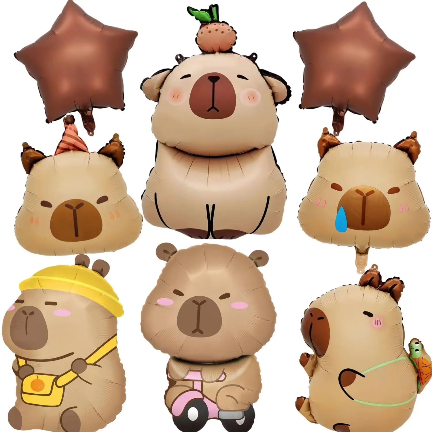 8 Pcs Capybara Balloons, Capybara Animal Theme Aluminum Foil Balloons For Baby Shower, Birthday Party Decorations Supplies