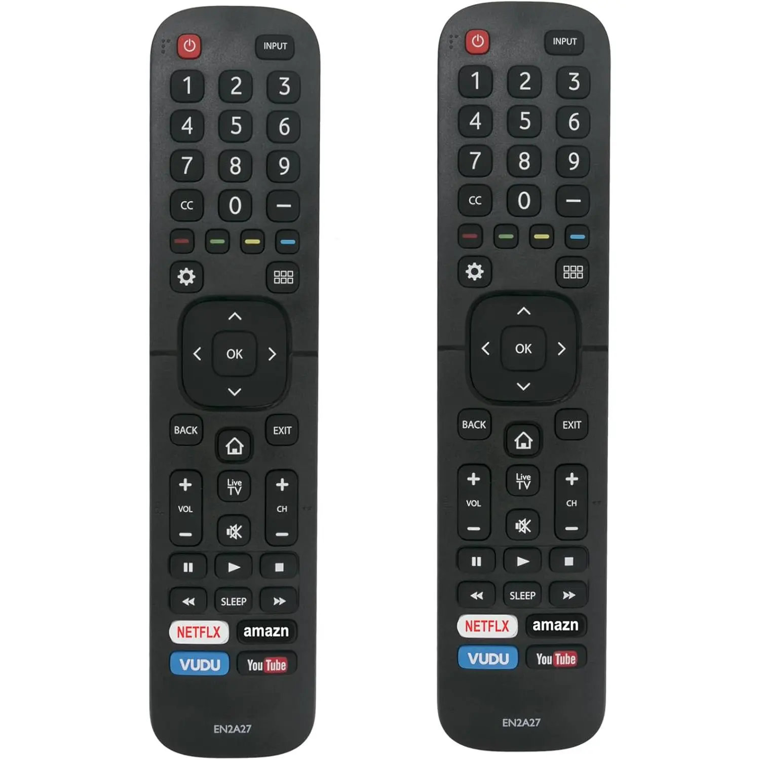[Pack of 2] Plastic EN2A27 TV Remote Control Accessories, Compatible with Hisense TV H9, H8, H5510G, H65, H55, H9G, A60, H5500F Series & EN2A127H, EN2A27HT, EN2AN27H, EN2AS27H, EN2B27, EN2C27, EN33922A, EN33924HS, 6 Months, 1 X Remote Control, 10 Meters