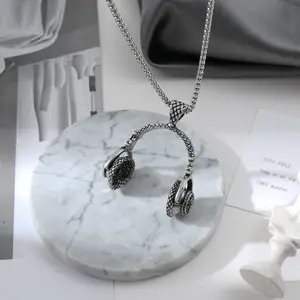 Hengshi Hip-Hop Style Non-Fading Long Headphone Necklace Unisex Versatile Personality Pendant Necklace