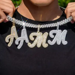 [ICE HUE] 18K Gold Vacuum Plated Copper Initial Necklaces with 5A+ Sri Lanka Zircon Gothic A-Z Pendants, Hypoallergenic Cubic Zirconia Rhinestone Necklace Chain, Men's Accessories for Daily Wear, Gift Idea