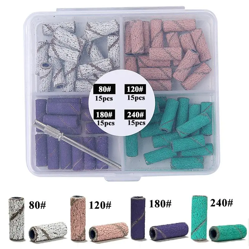 Mini Sanding Bands with 1 Mandrel, 60pcs/box Nail Care Tool, Nail Supplies, Nail Art Sanding Tools for Dead Skin Removal and Polishing, Professional DIY Manicure & Pedicure Tools