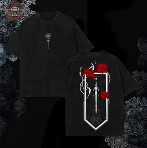Sleep Token "Damocles Crest" Red Roses Heavy Metal Shirt, Even In Arcadia Album Merch, Unisex Oversize Rock Band Washed Heavyweight Cotton T-shirt, Gift For Rock Music Lovers, Gothic Punk Emo Grunge Y2K Outfits