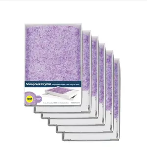 6 Pack, PetSafe ScoopFree Disposable Crystal Litter Tray, Lavender Scented Refill W/ Leak Protection
