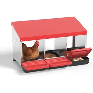 3/6/8-Hole Chicken Nesting Box with Removable Lid, Metal Chicken Coop with Roll Away Design/Easy Egg Collection/Ventilation Holes, for Chicken Coops, Duck Coops and Hens
