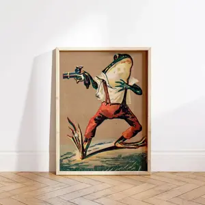 Whimsical Wild West Frog Art Print, Vintage Victorian Kitsch Frog Poster 8