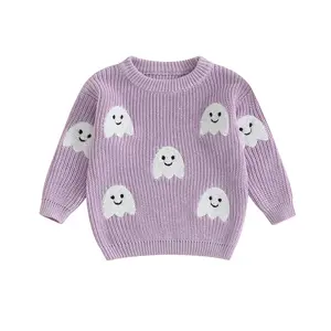 REDWOON Baby Girl Cute Ghost Embroidery Long Sleeve Oversized Sweater Infant Newborn Fall Winter Outfit