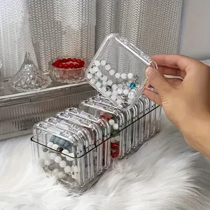 100pc/set 12-piece storage box, badge organizing box, flip-top dustproof storage box, transparent display box for anime character badges, suitable for home decoration, room decoration, dormitory decoration, and back-to-school supplies.