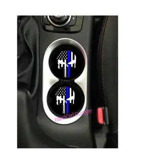 Punisher Thin Blue Line Ceramic Car Coasters