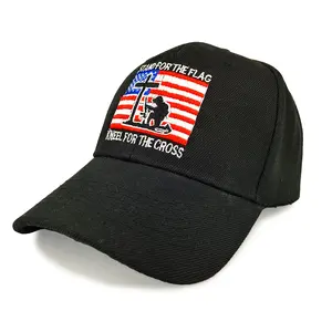 Stand For The Flag Kneel For The Cross 3D Embroidered Baseball Cap, Adjustable Breathable UV Protection Patriotic Christian Hat with American Flag & Soldier, Unisex Outdoor Sun Hat for Men Women Daily Wear, Casual Outdoor Sports Cap
