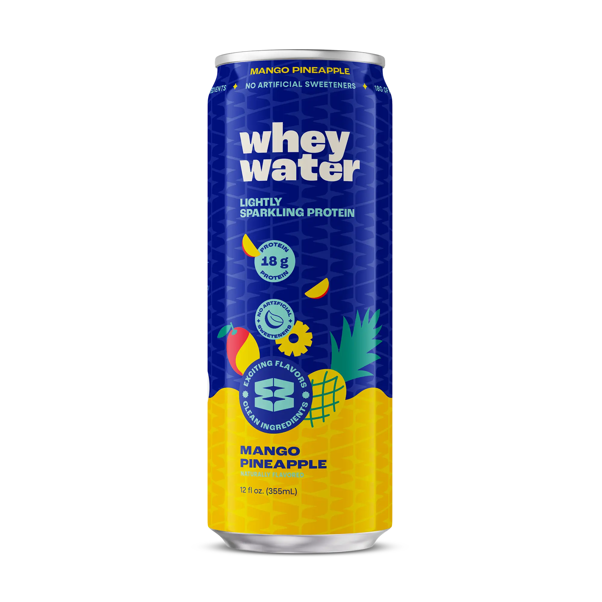 Whey Water - Lightly Sparkling Protein Soda - Mango Pineapple - 12 fl oz, 12 pack