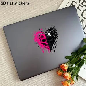 2D Flat Sticker Car Decoration, Premium Skull Stickers - Bright Pink & Black Skull Design with Glitter Decoration, Durable Plastic Self Adhesive for Car, Motorcycle, Laptop - Motorcycle Stickers, Car Decals, Car Decorative Sticker