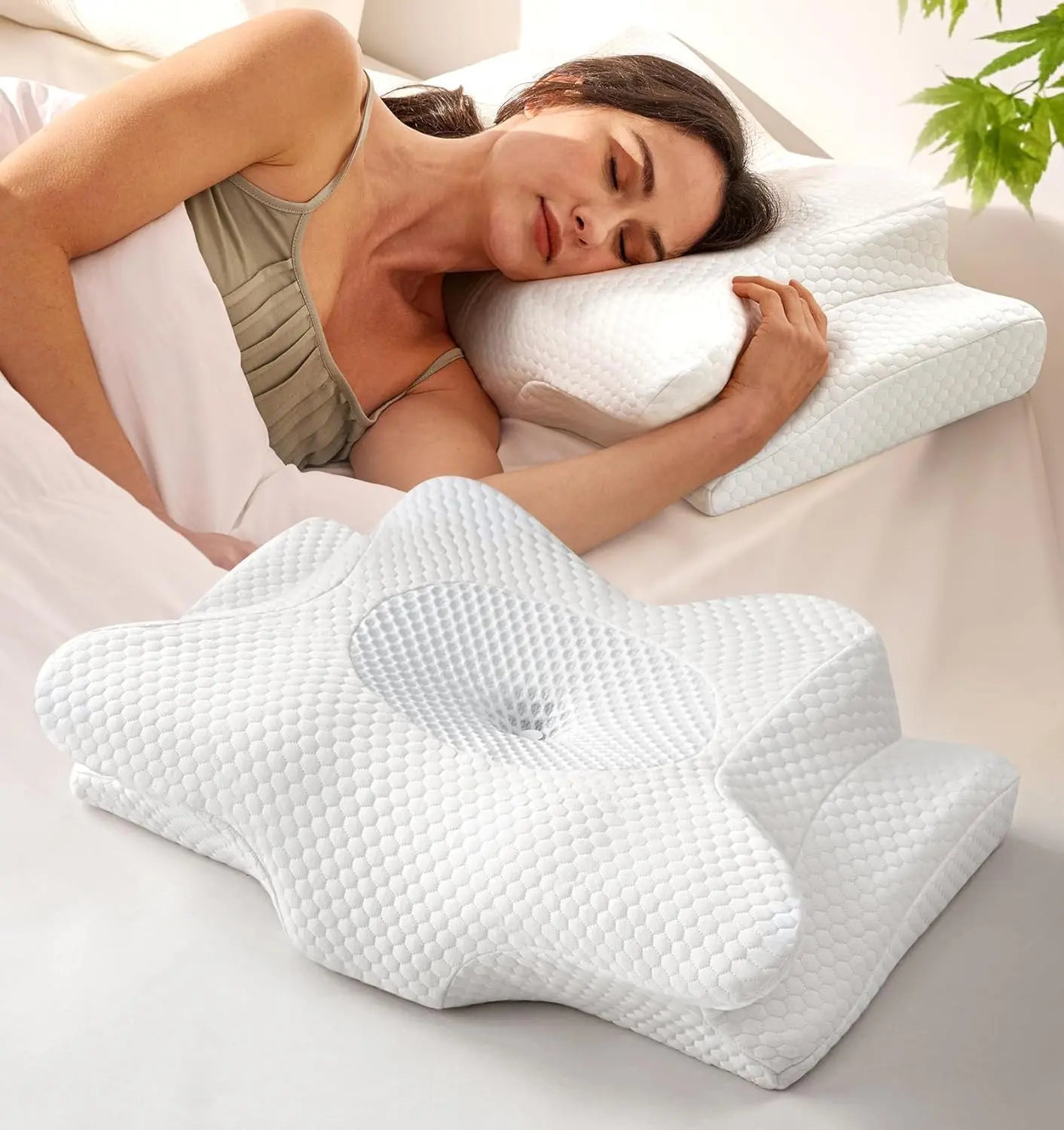 Clinical-Level Relief Cervical Neck Pillow for Sleeping, Orthopedic Contour Memory Foam Pillow for Side Sleepers, Cooling Reading Pillow for Neck Relief, Ergonomic for Back Stomach Sleepers