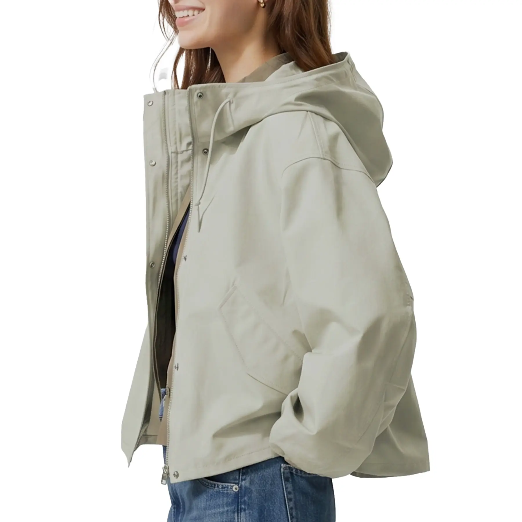 Comdify Womens Short Zip Up Windbreaker Jacket Water Resistant Hooded Rain Parka Coat Lightweight Trench Outerwear for Outdoor Hiking