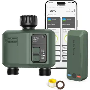 WiFi Water Timer 2 Zone for Garden Hose,  Sprinkler Timer with 984ft RF Range,  Lawn Watering System Irrigation Controller, APP/Voice Control, Rain Delay, Automatic/Manual Irrigation