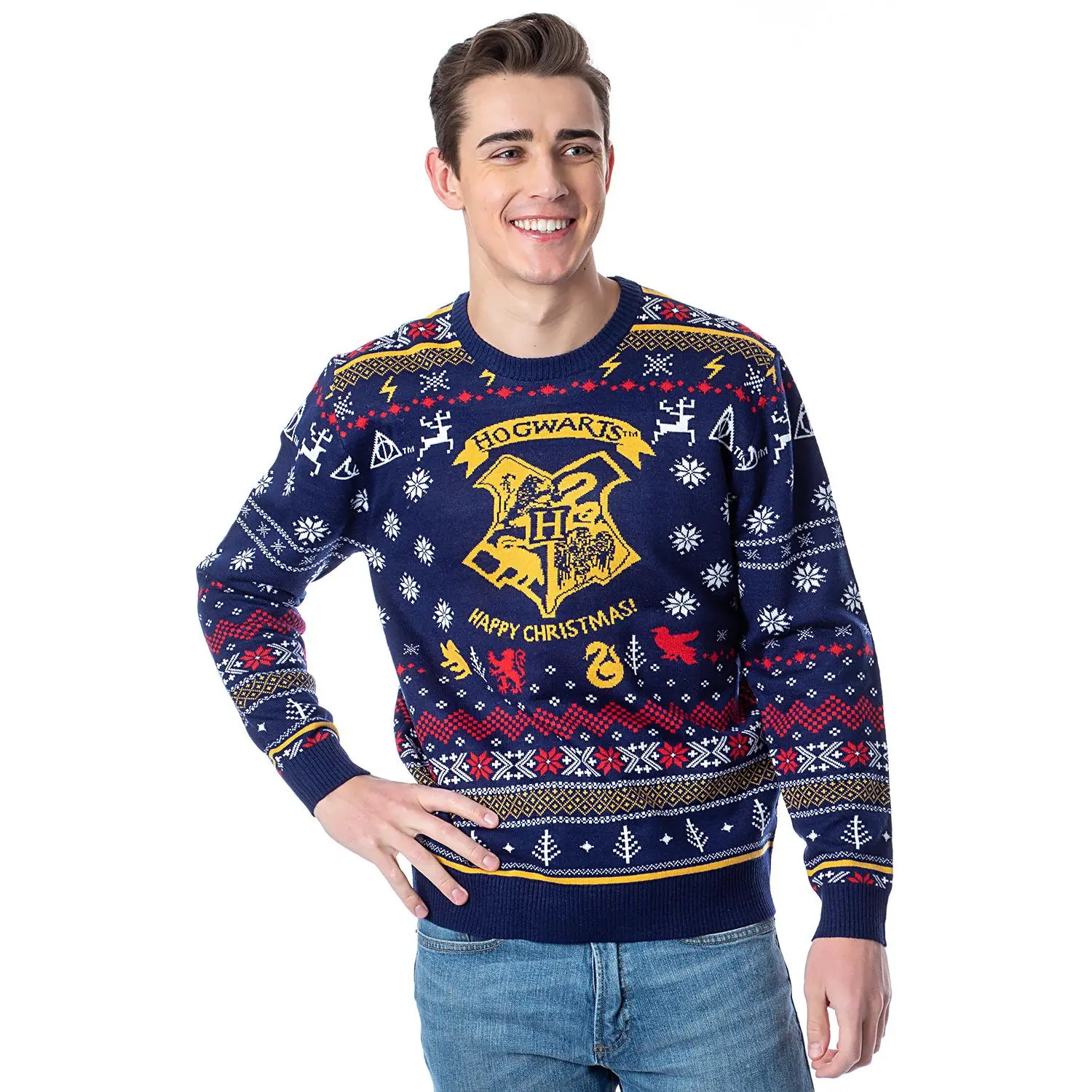 Bioworld Adult Christmas Holiday Ugly Sweater Knit Pullover for Men and Women