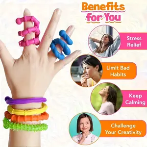 Fidget Toys Sensory Stick 6PCS Texture Quiet Twisting Durable Bendable Stress Relief Toys for Adults Kids Birthday Easter Christmas Gifts