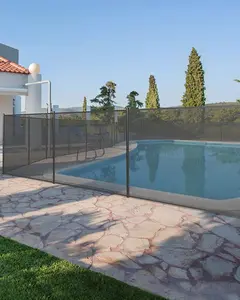 GAOMON Swimming Pool Fence 4x12FT, Pool Fence for Inground and Above Ground Pool, Mesh Pool Safety Fence with Stainless Steil Feet, Black Pool Fencing for Backyard Garden Pool Safety