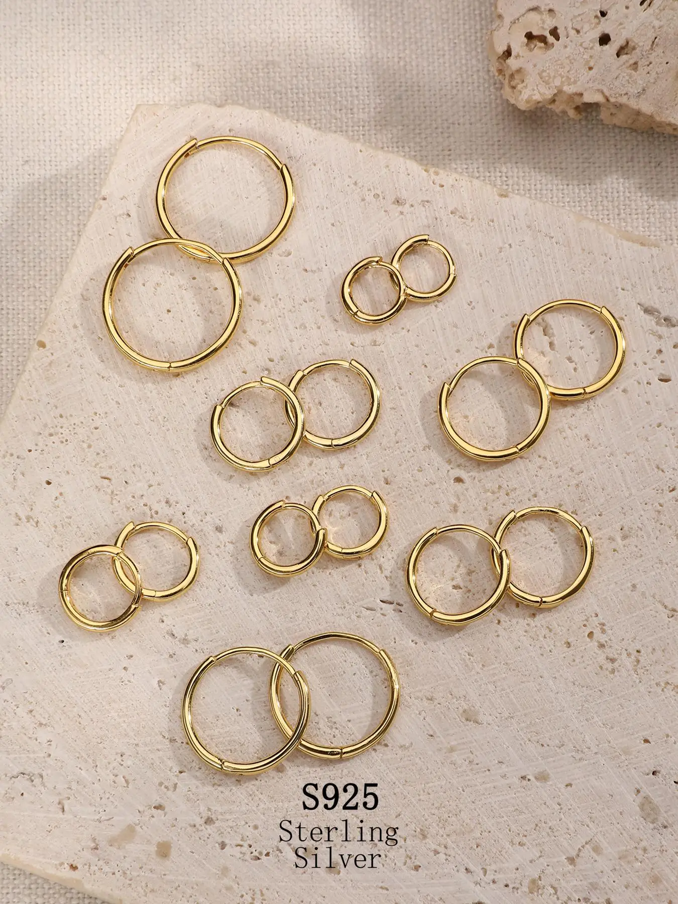 925 Sterling Silver Minimalist Geometric Circle Design Earrings, Temperament Plain Color Hoop Earrings, Casual All-match Ear Jewelry for Girls Gift, F