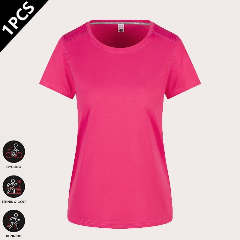 4-pack women’s quick-dry sports T-shirts, solid-color quick-dry sports T-shirts, women’s multicolor versatile cycling short-sleeve shirts, made from high-stretch quick-dry fabric with excellent moisture absorption and sweat wicking, simple versatile fit,