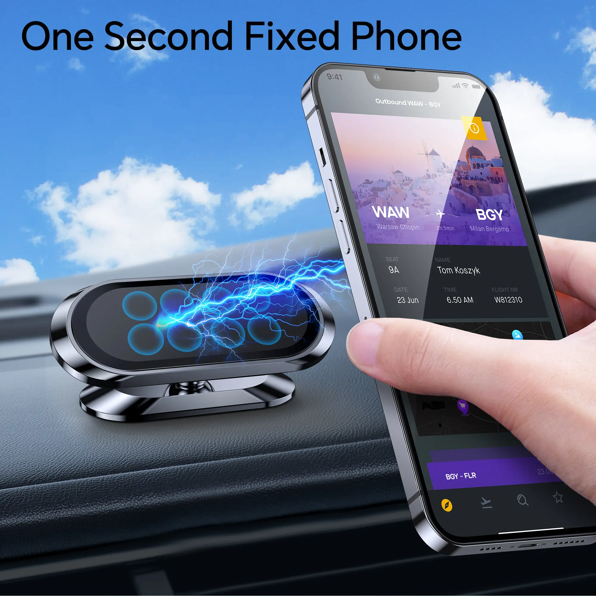 Coolpow 2-Pack Magnetic Car Phone Holder Strong Magnet, Dash Mount Phone Holder for Car Dashboard, Includes 4 Metal Plates, Universal Cell Phone Car Mount for iPhone Samsung, Stable Hands-Free Magnetic Car Phone Mount for Auto Accessories