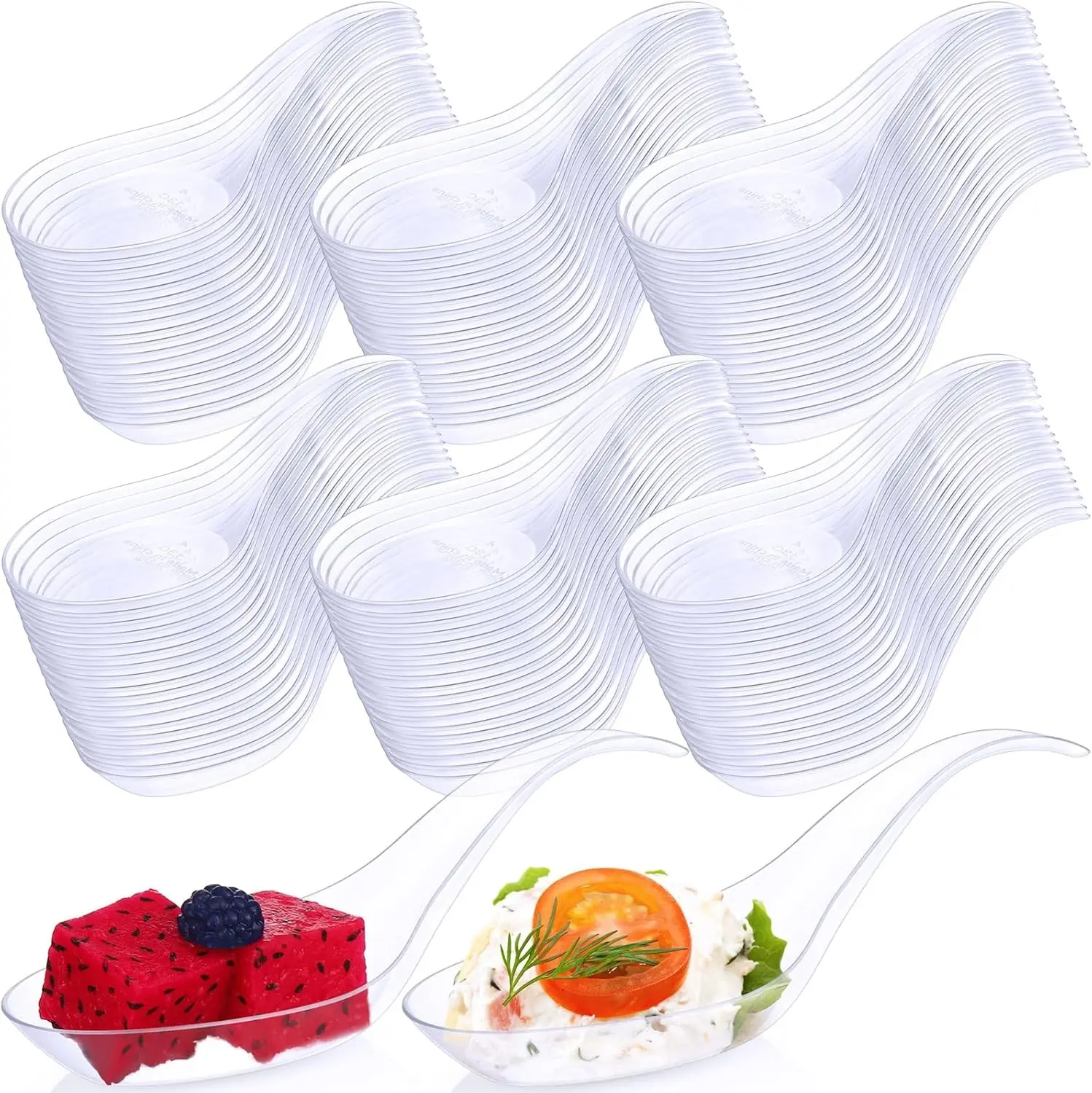 300 Pcs Clear Disposable Mini Appetizer Tasting Spoons 4.7 x 1.2 Inch Bulk for Wedding Bridal Shower Parties Desserts Soup Sushi Ice Cream