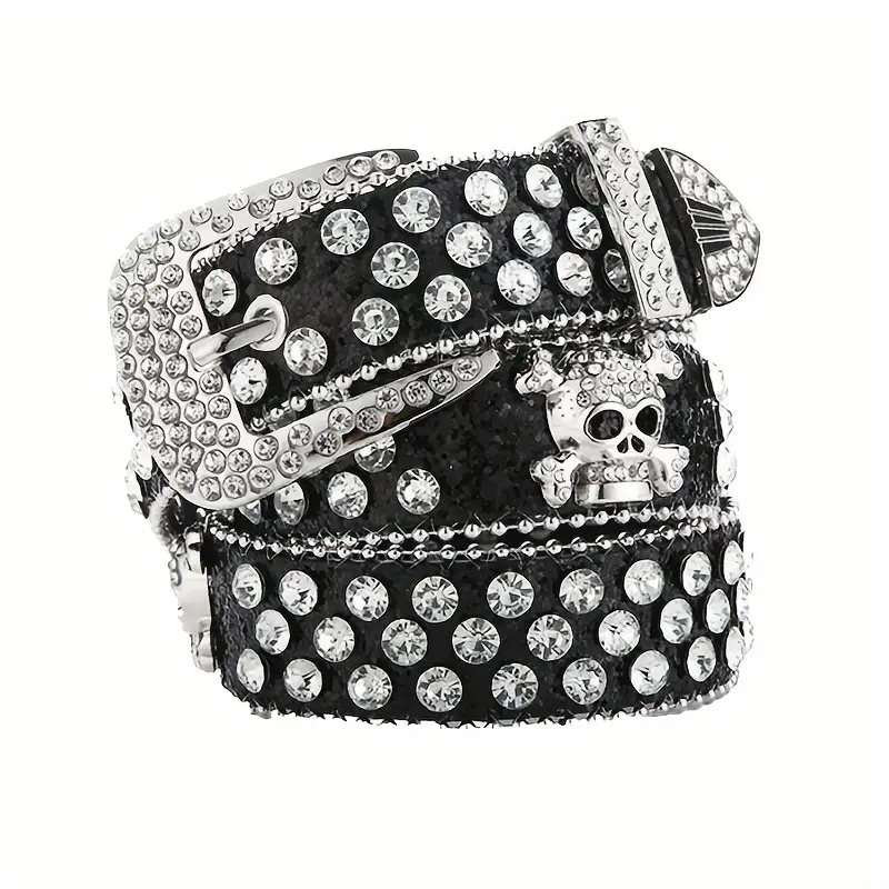 Y2K Bling Skull Rhinestone Belt The Ultimate Statement Accessory