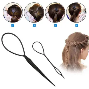 2pcs Hair Braiding Tool Set, Magic Tail Loop Hair Kit, Hair Styling Accessories for Women & Girls, Easy-To-Use Heatless Hair Tools