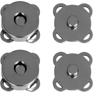 12 Sets  Snaps Buttons Sew in  Plum Bag Clasps Button Snaps for Purses Handbag Clothes Scrapbooking Closure Fastener Sewing Craft DIY (15mm) (Black)