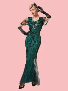 Elegant Vintage Gatsby Dress - 1920s Sequin Tassel Party & Banquet Ball Gown with Beaded Detail