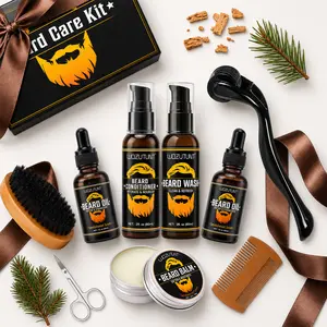 Beard Kit for Men Grooming & Care W/Beard Wash,3 Packs Beard Oil Beard Balm Leave-in Conditioner Premium