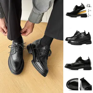 Casual men's brogue shoes with internal height increase, thick-soled business formal men's shoes with internal height increase