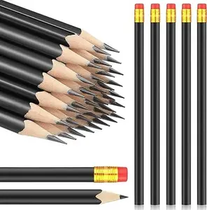50 Pcs Triangular Grip Pencils Back to School Pencils First Day of School Pencils Wedding Pencils Wood Pencils (Black)